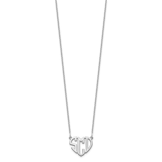Block Heart Monogram Gold Necklace