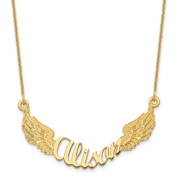 Angel Wings Name Plate Necklace