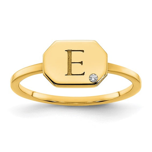 Diamond Initial Signet Ring