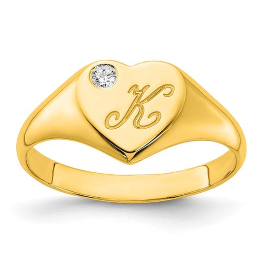 Diamond Heart Signet Ring