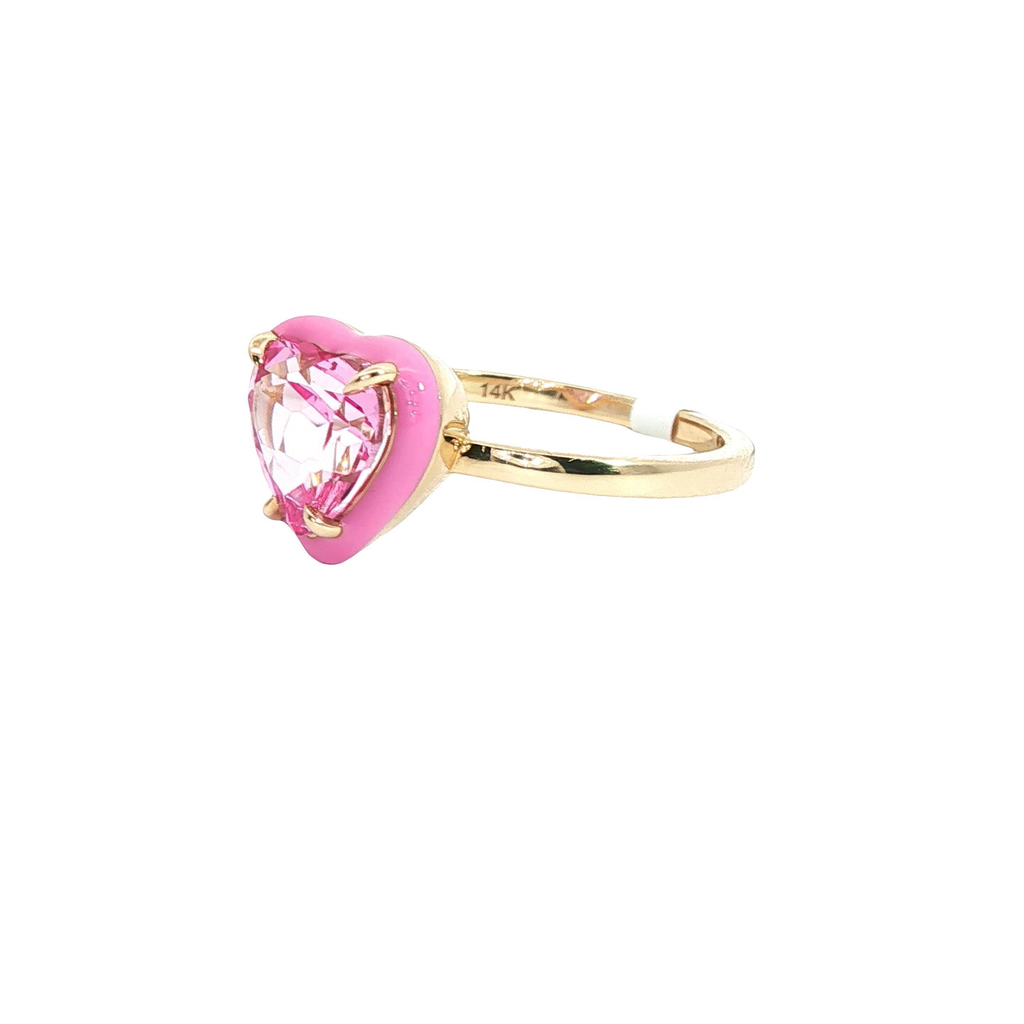 2.19ct Heart-Shaped Pink Sapphire Enamel Ring