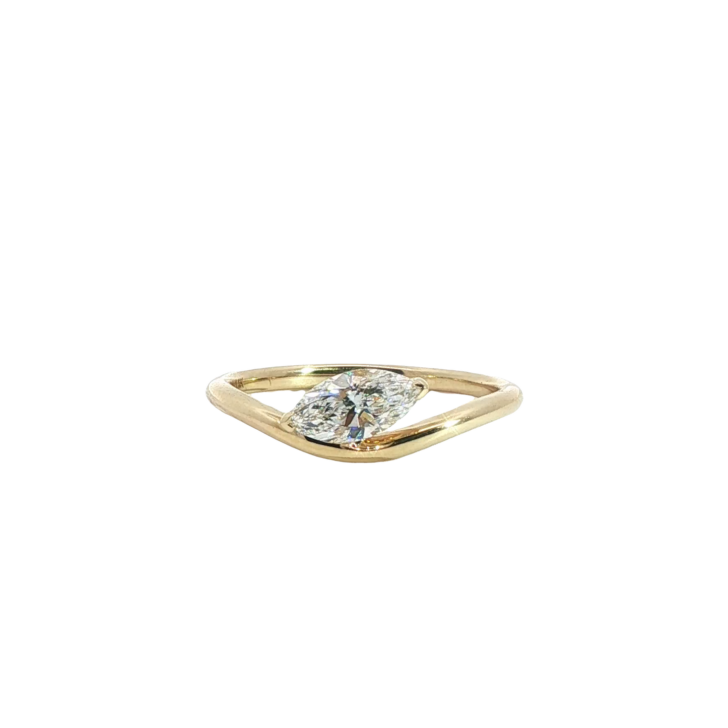 Lab Grown 0.51ct Marquise Diamond Wave Pinkie Ring