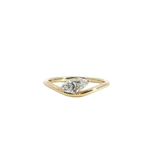 Lab Grown 0.51ct Marquise Diamond Wave Pinkie Ring