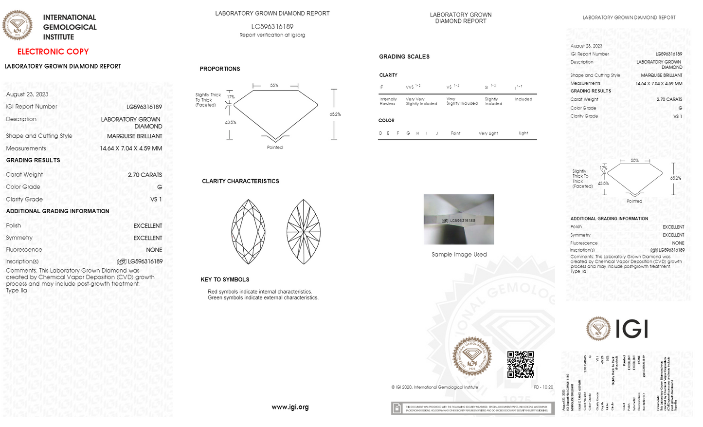 2.7ct Marquise Lab Diamond